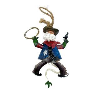 NEW Western Cowboy Ornament Sheriff Marshal Pull String 5" Tall Metal Rustic